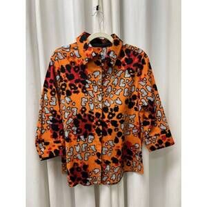 NEW PERLAVERA women's 3/4 sleeve slim fit shirt in exotic orange